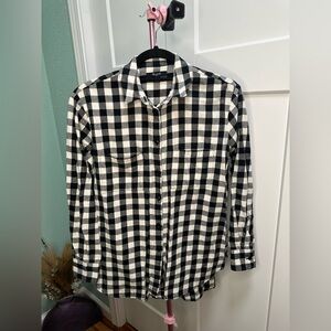 Madewell XS gingham black/white highlow womens buttondown boyfriend cotton